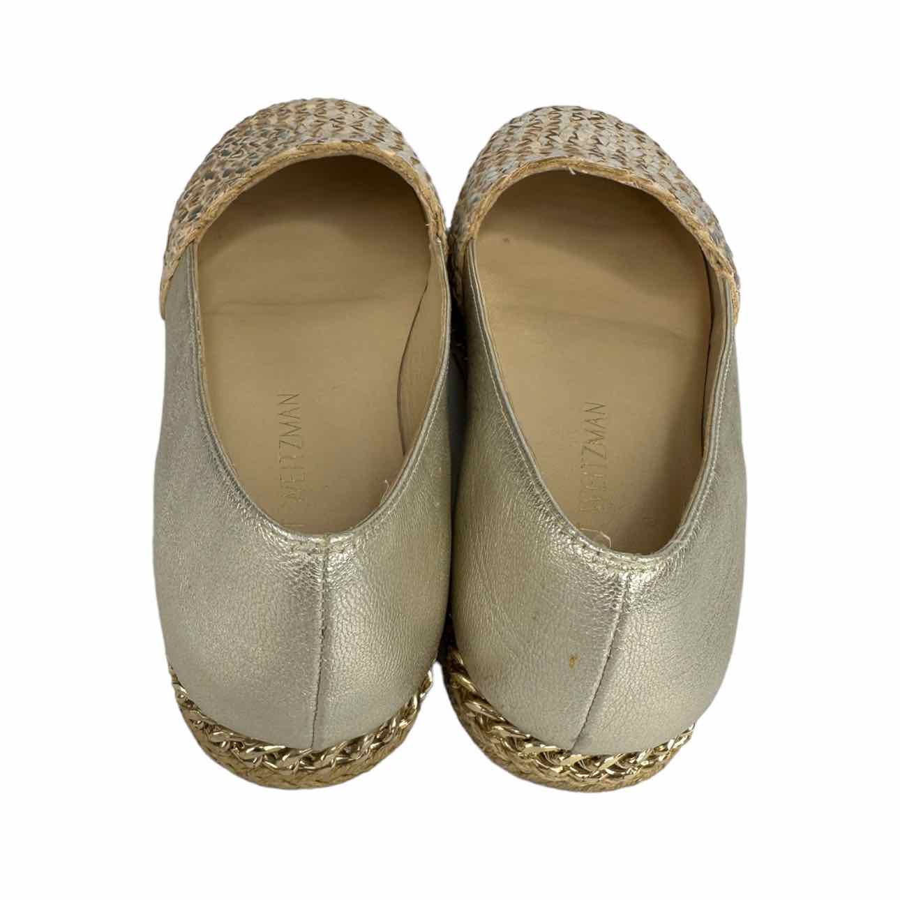 STUART WEITZMAN DAYTON Metallic Gold Flat, metallic gold leather