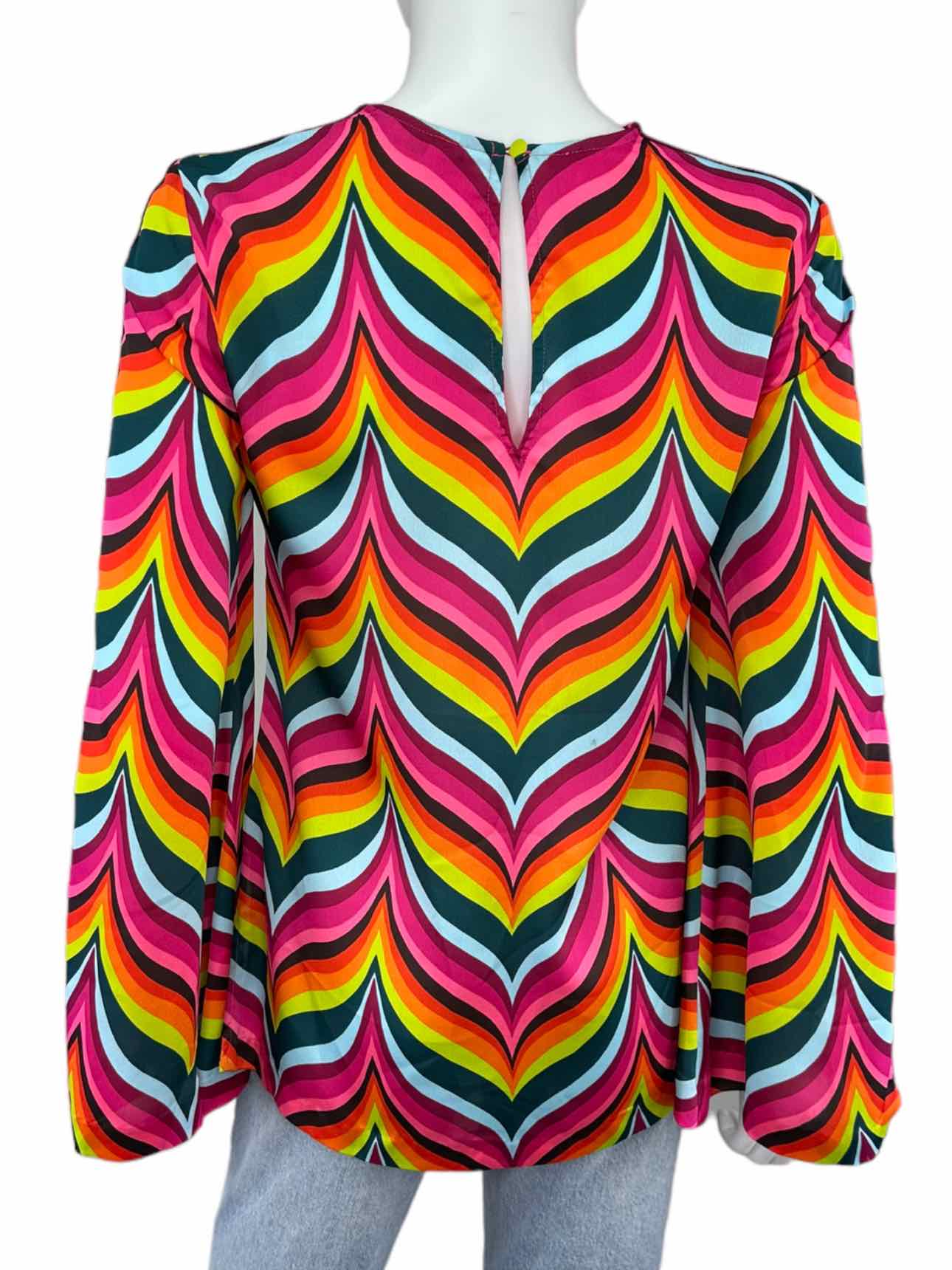 TRINA TURK Wavy Print Satin Top Size XS