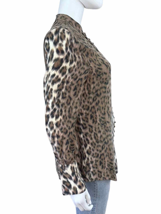 joie Brown 100% Silk Leopard Print Button-down Size S
