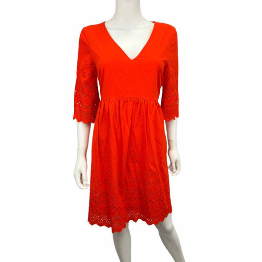 Madewell Bright Orange Eyelet Dress Size 6