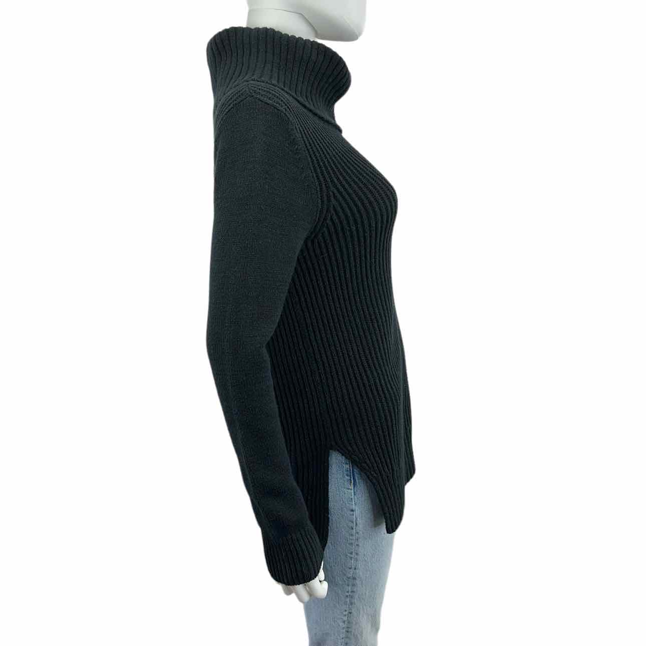 WHITE + WARREN Black Cotton Turtleneck Sweater Size M