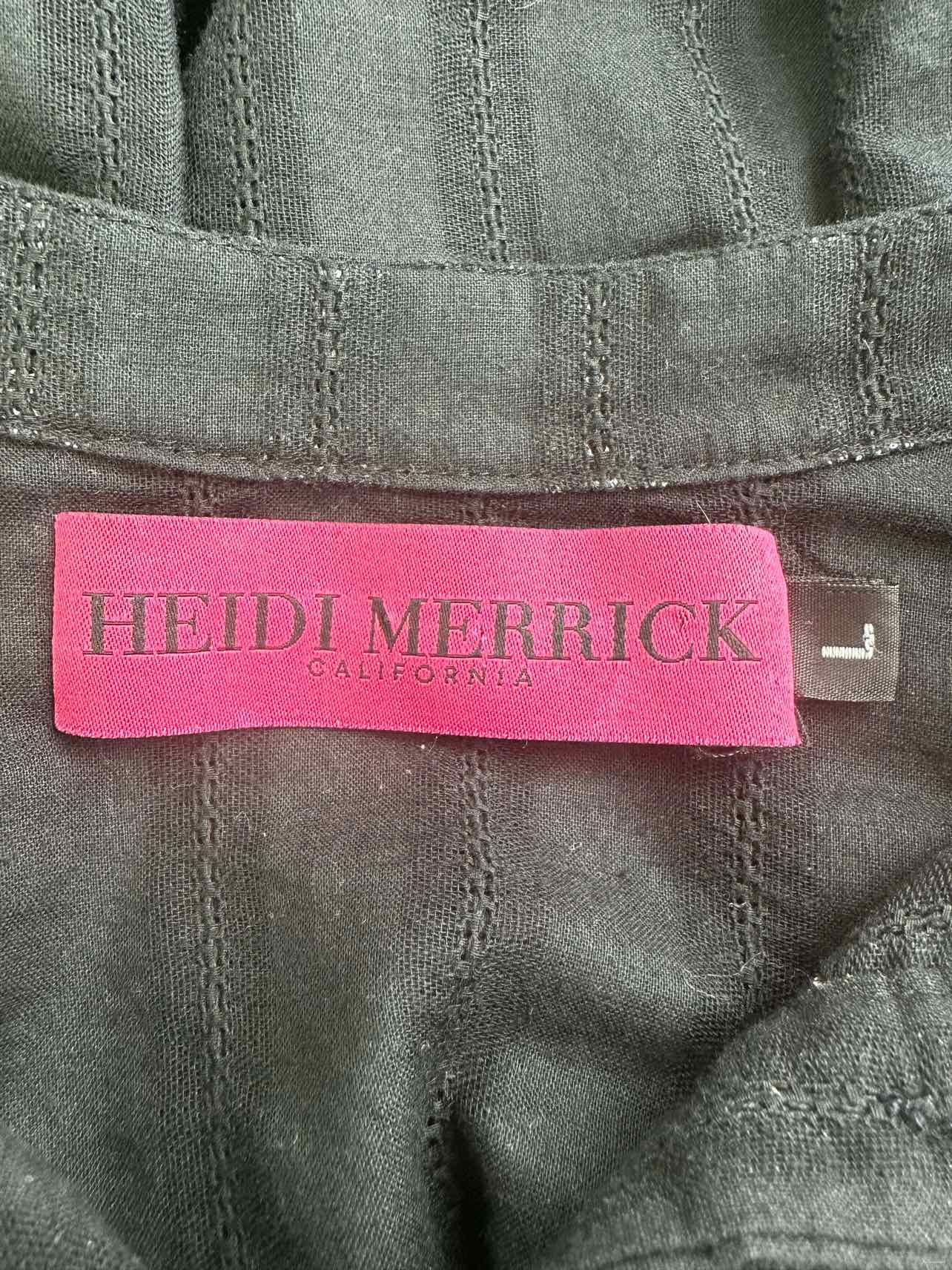 HEIDI MERRICK Black Sheer Stripe 3/4 Sleeve Top Size L