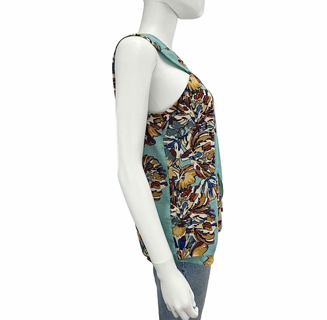 BCBGMAXAZRIA Blue Floral Print Top Size M