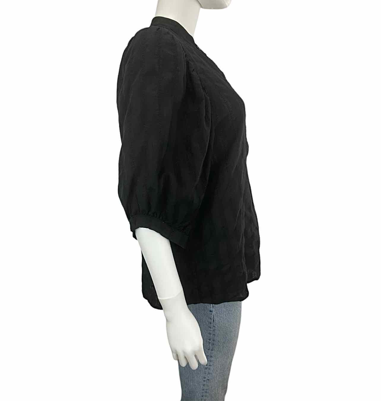 HEIDI MERRICK Black Sheer Stripe 3/4 Sleeve Top Size L