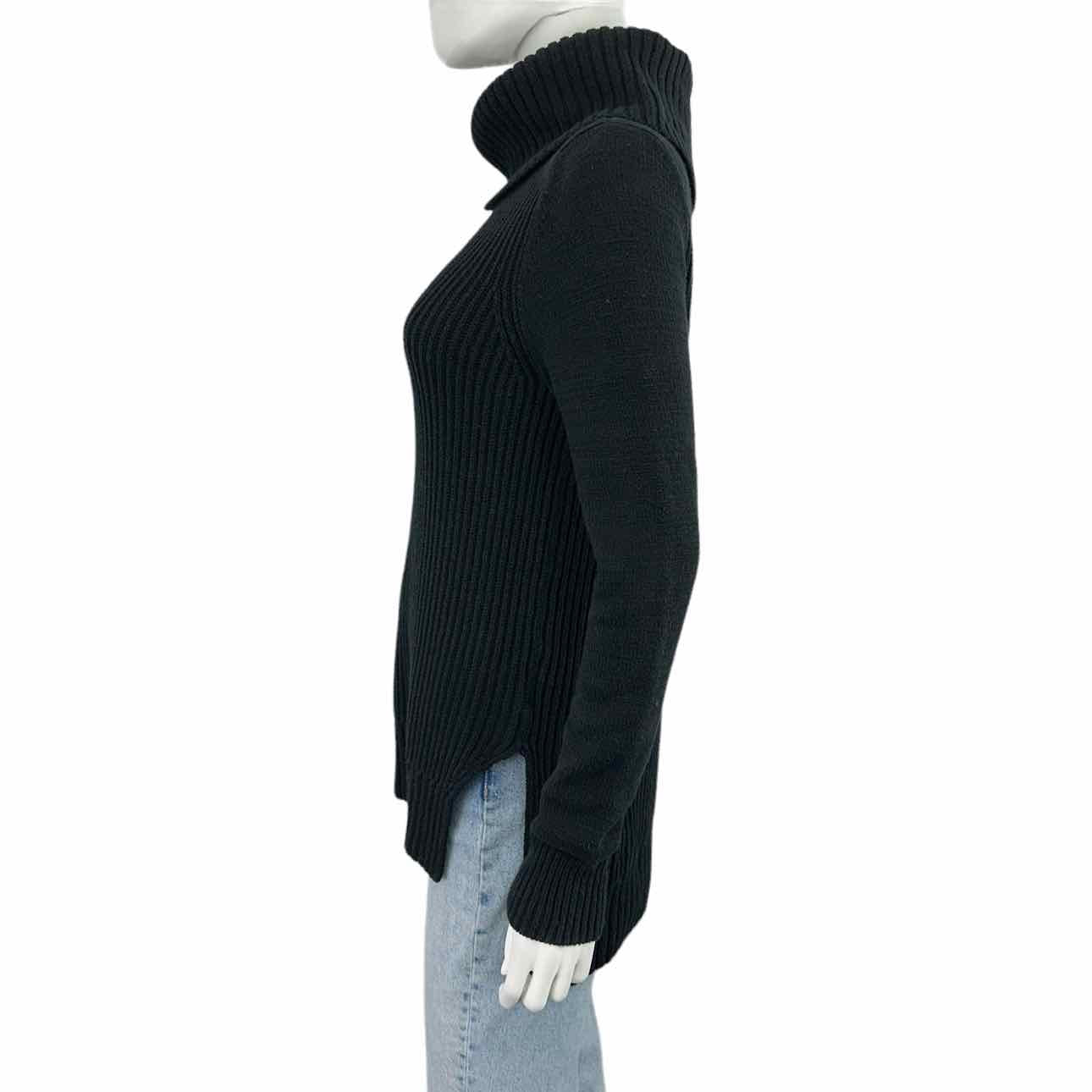 WHITE + WARREN Black Cotton Turtleneck Sweater Size M