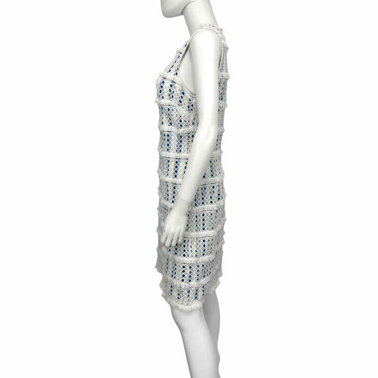Vince Camuto White & Blue Striped Crochet Dress Size 10