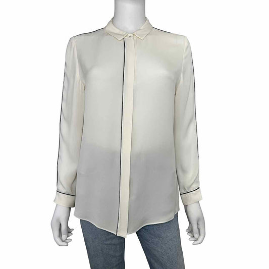 ELIE TAHARI Cream 100% Silk Button Down, front