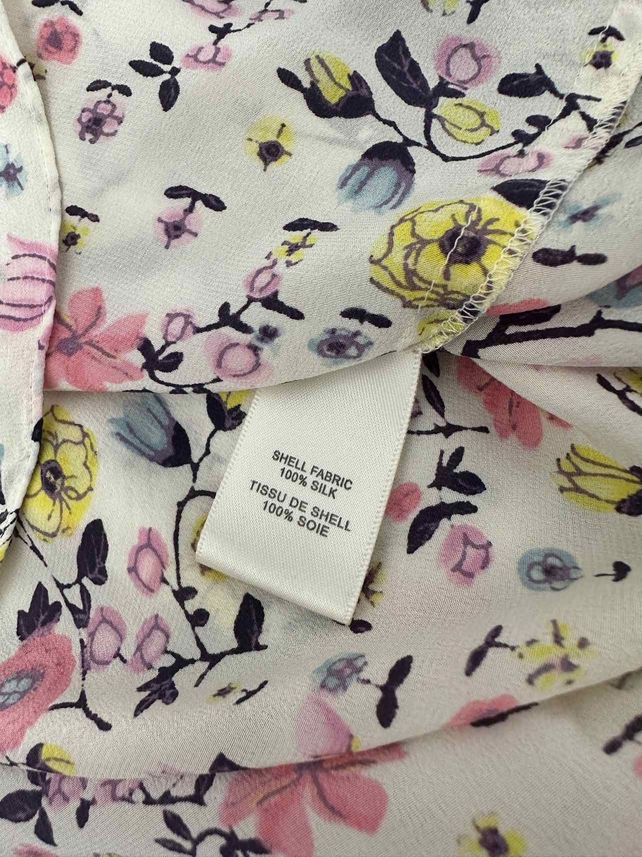 Rebecca Taylor Multi-Colored Silk Floral Print Popover Top Size 4