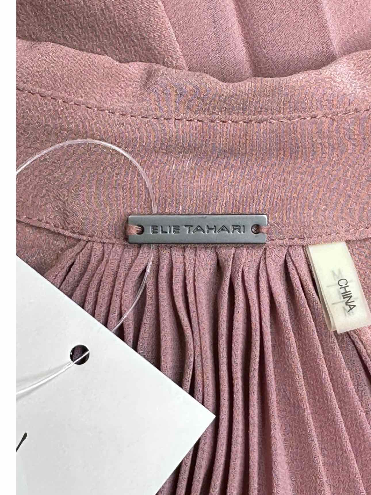 ELIE TAHARI Mauve 100% Silk Pleat Detail Top Size M