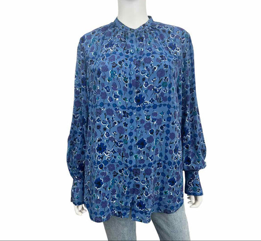 Equipment Blue Silk Floral Print Button Down Size S