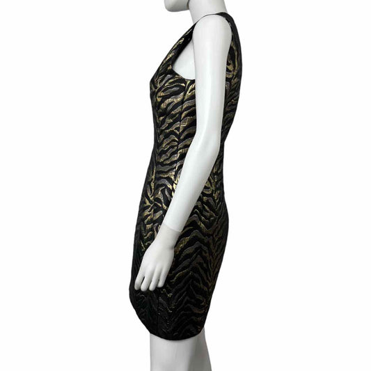 Roberto Cavalli Metallic Gold Jacquard Zebra Print Dress, metallic brocade animal print dress