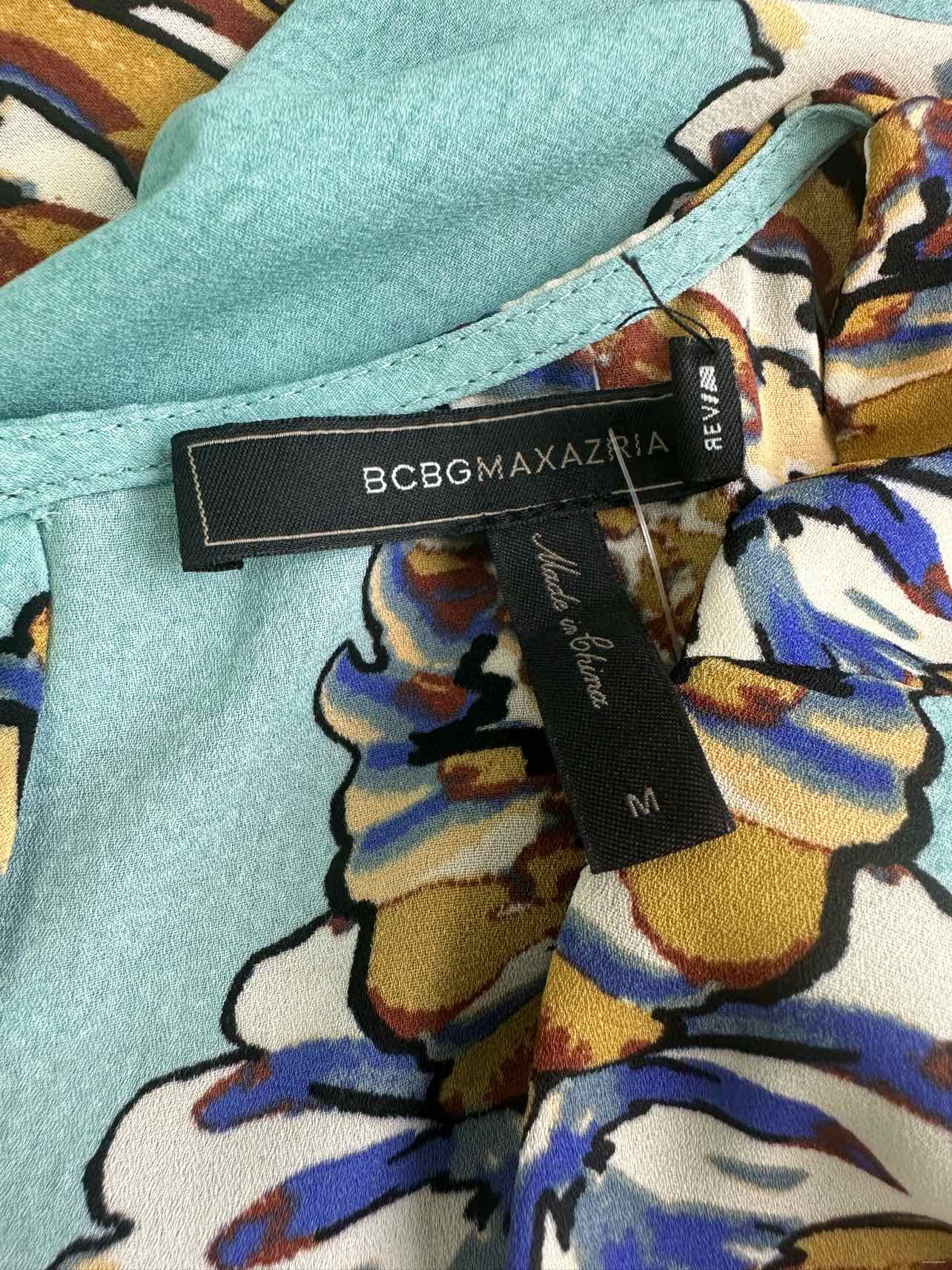 BCBGMAXAZRIA Blue Floral Print Top Size M