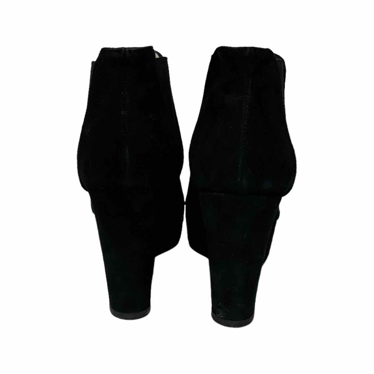 Dee Keller Black Suede Open Toe Ankle Bootie Size 37