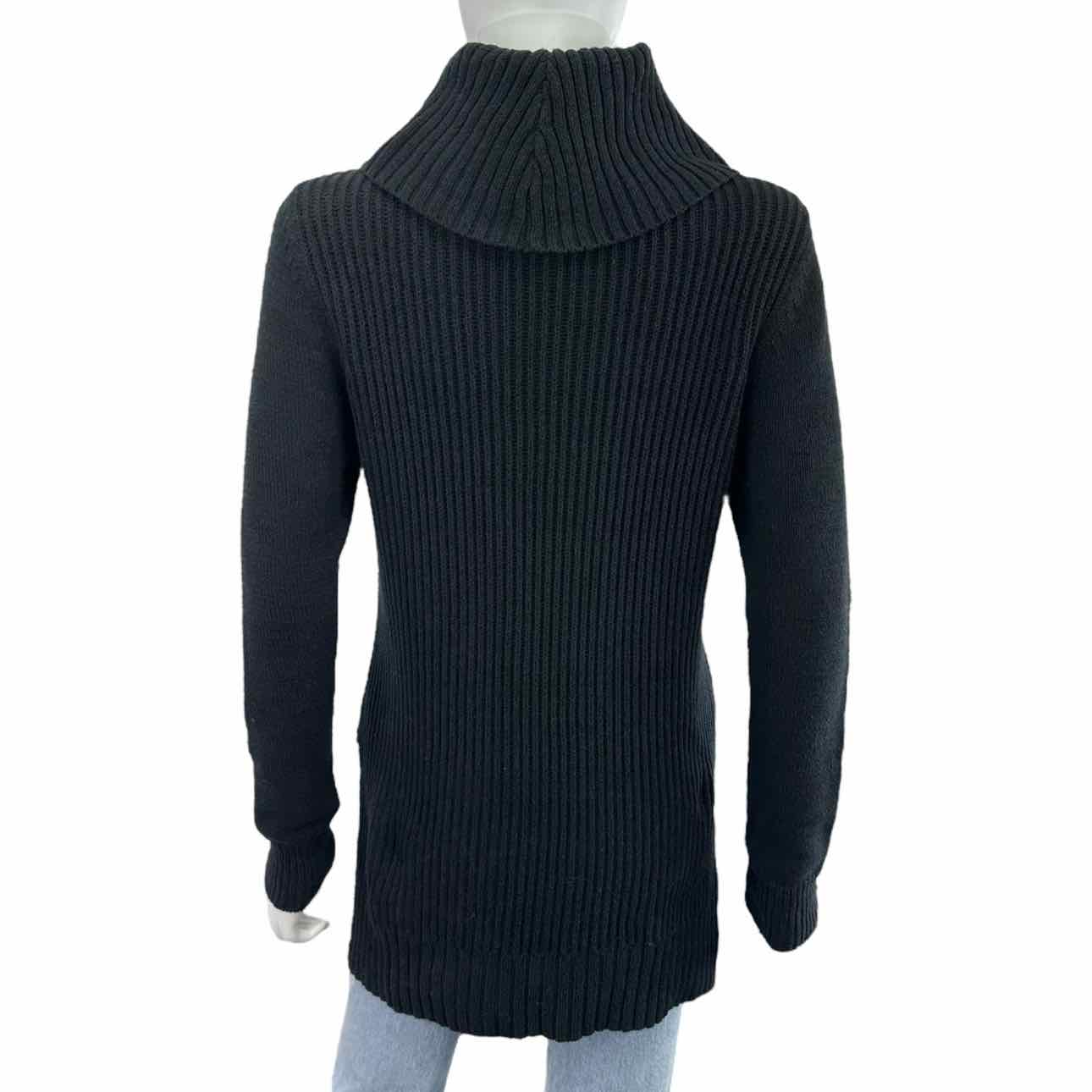 WHITE + WARREN Black Cotton Turtleneck Sweater Size M