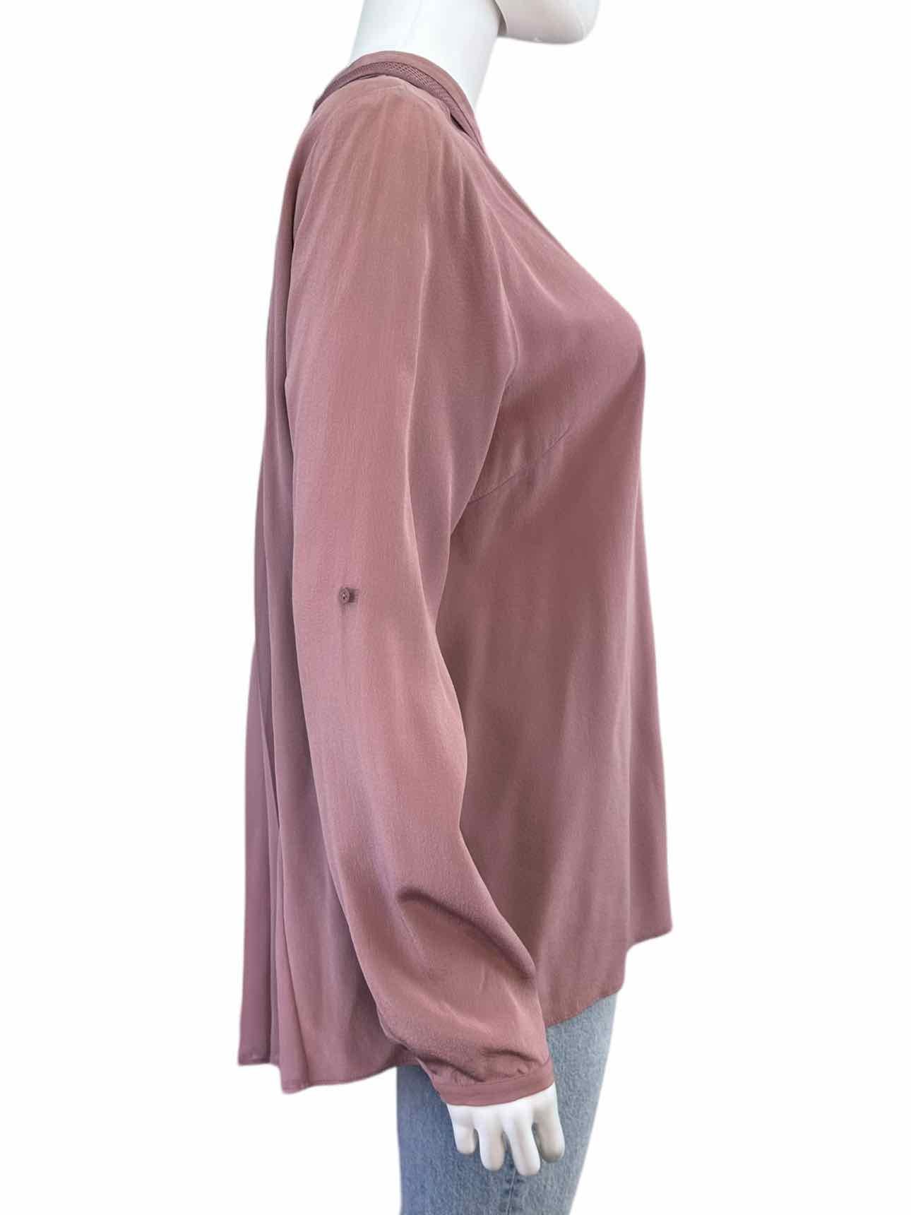 ELIE TAHARI Mauve 100% Silk Pleat Detail Top Size M