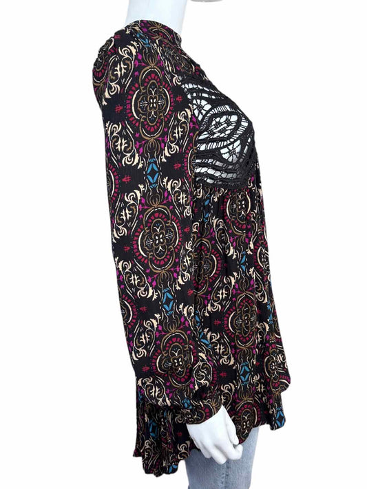 Free People NWT Black Paisley Print Top Size XS