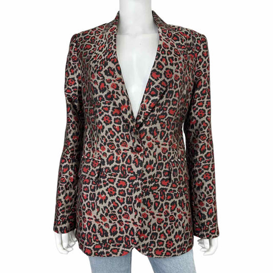 Red leopard print blazer jacket 