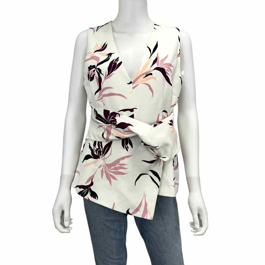 Keepsake White & Floral Sleeveless Shell Size L