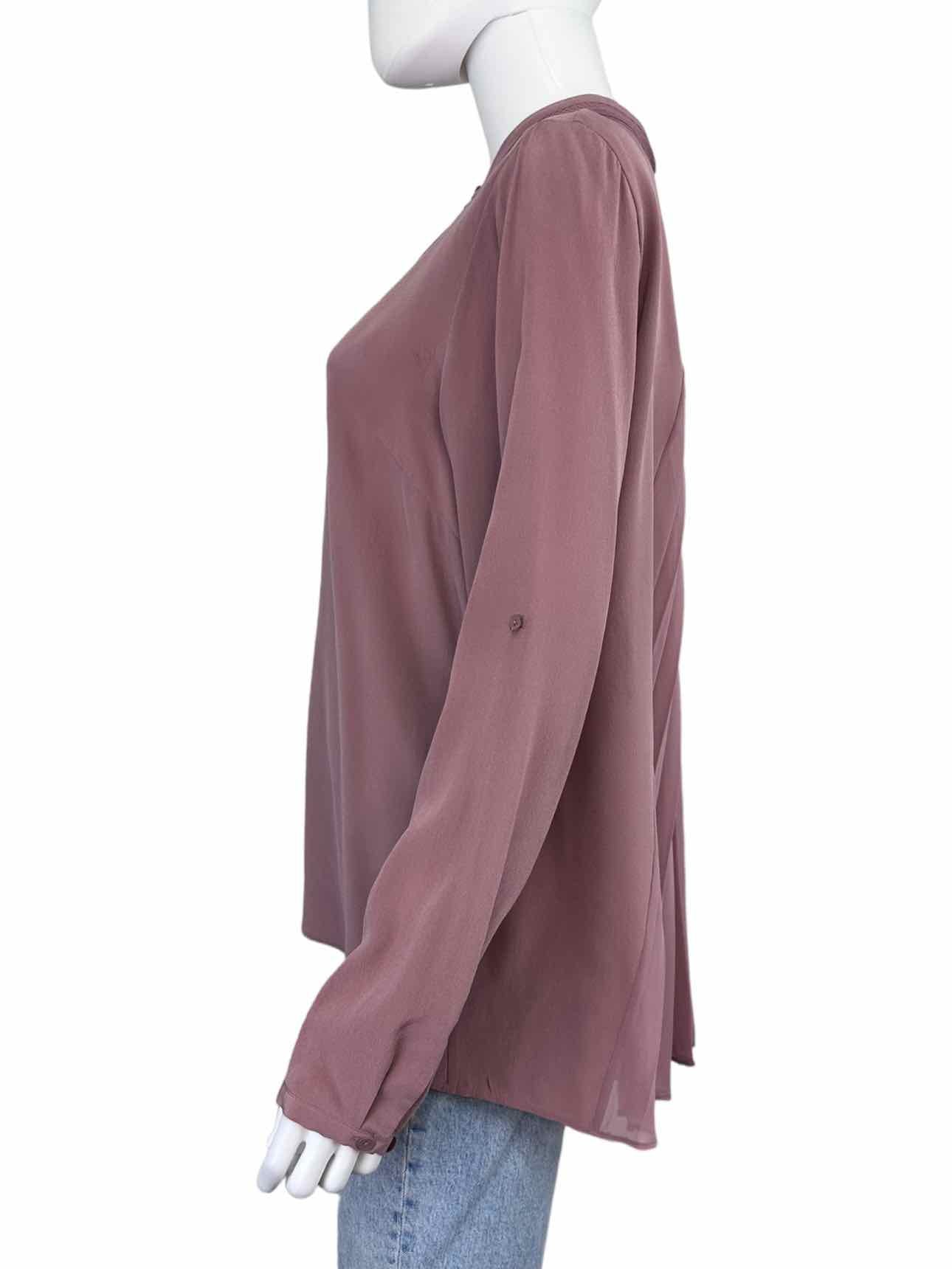 ELIE TAHARI Mauve 100% Silk Pleat Detail Top Size M