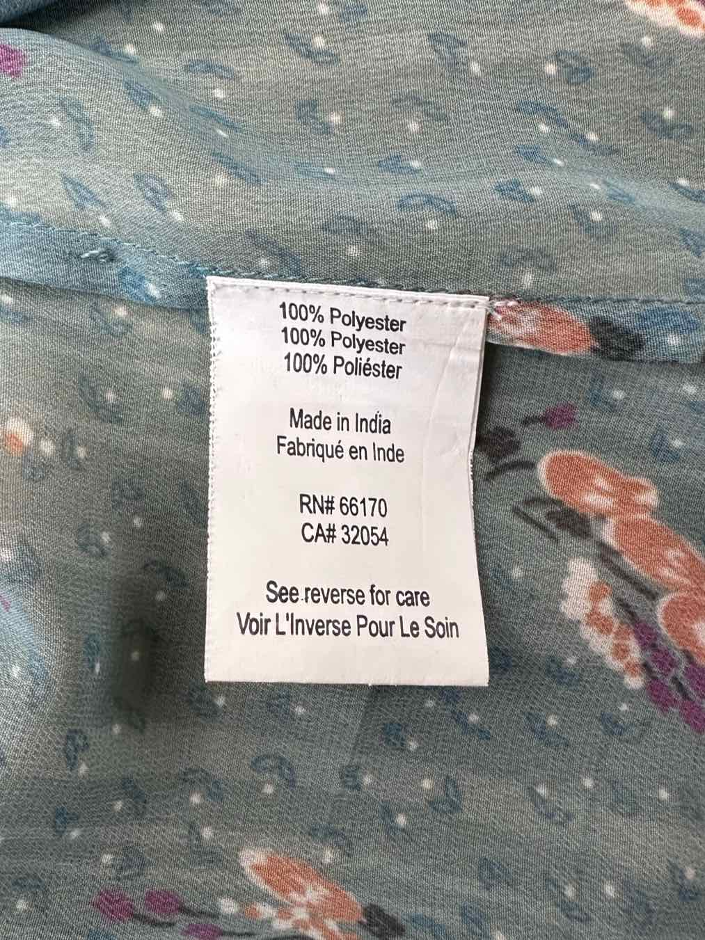 Geisha Designs Green Floral Print Blouse Size M