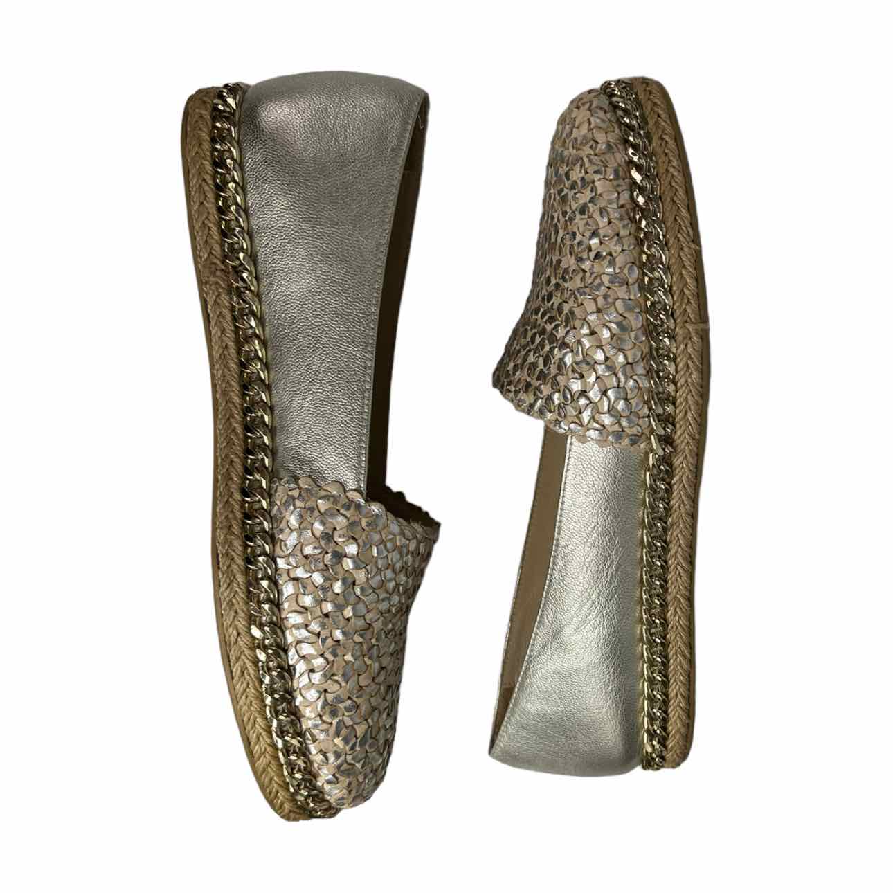 STUART WEITZMAN DAYTON Metallic Gold Flat, luxury shoe