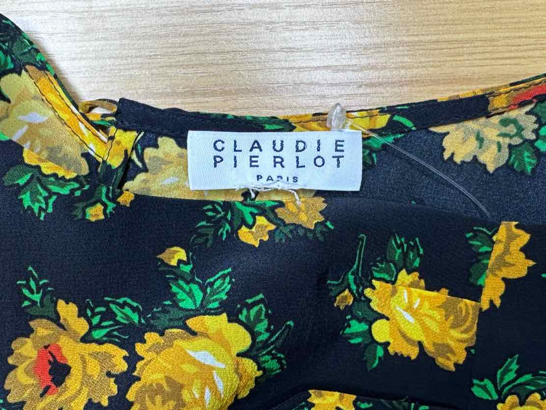 CLAUDIE PIERLOT Black Floral Silk Print RISMAH Dress Size S