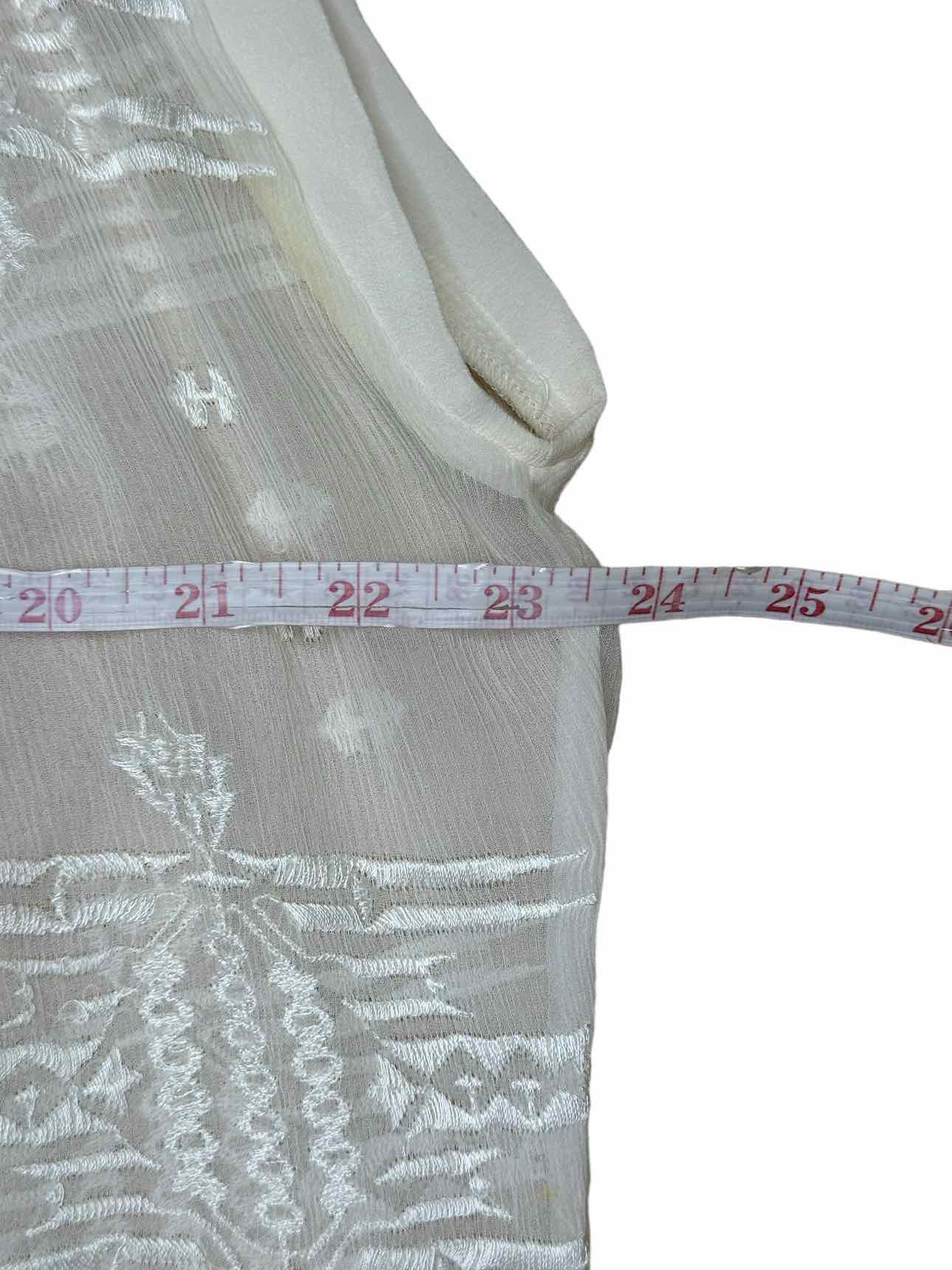 REBECCA TAYLOR Cream 100% Silk Embroidered Top Size 0