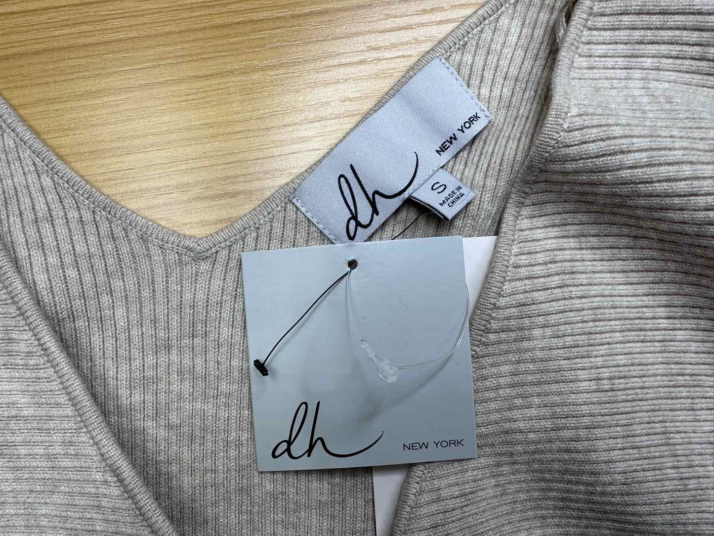 dh New York NWT BRIELLE Oatmeal Ribbed Knit Bodysuit Size S