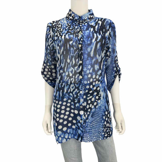 Chico's Blue Sheer Print Tunic Size M