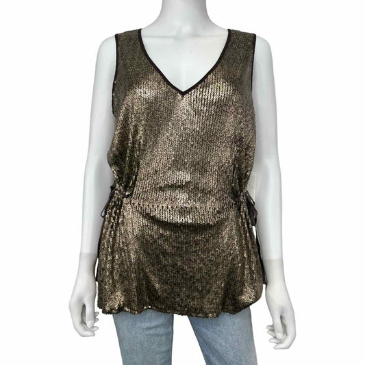 2Brych NWT Metallic Bronze Sequin Top, bronze sequin top