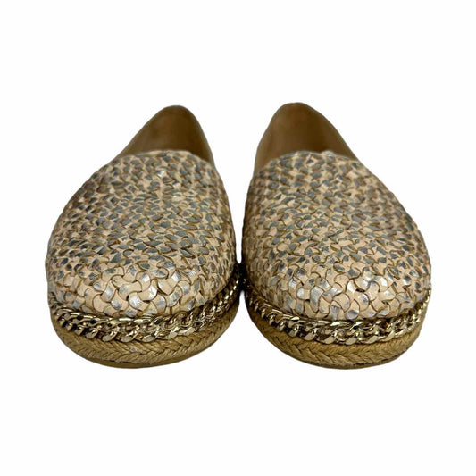 STUART WEITZMAN DAYTON Metallic Gold Flat, braided leather