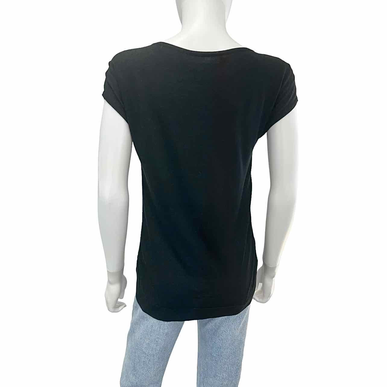 VERSACE Black Silk Print Knit Top Size M