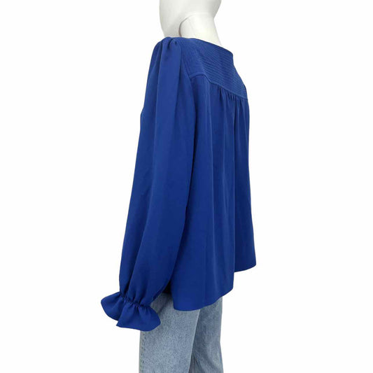 Trina Turk Blue V-neck Popover Top Size L