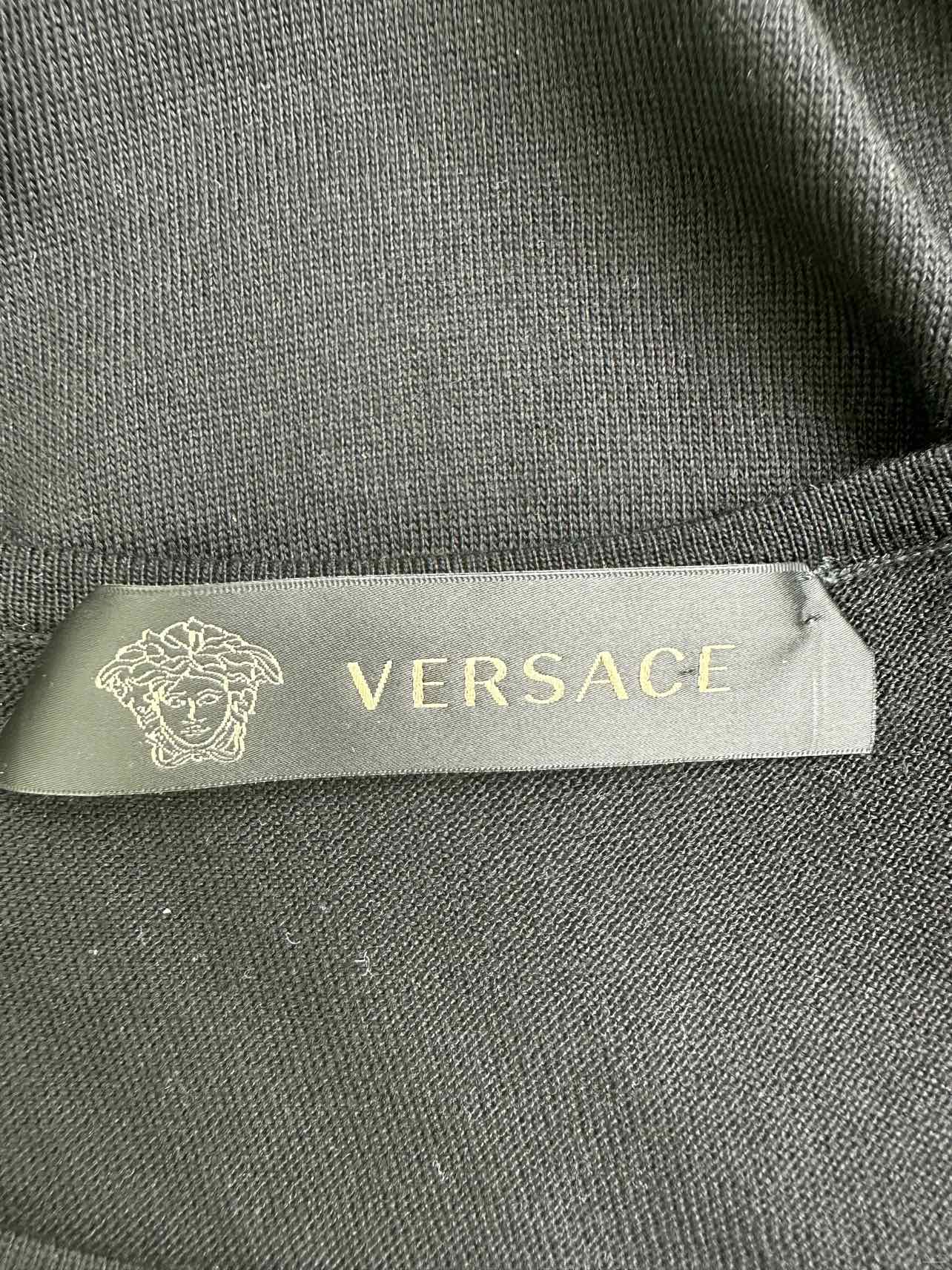 VERSACE Black Silk Print Knit Top Size M