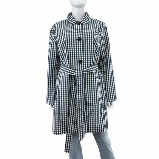 Talbots Navy Check Trench Raincoat Size L