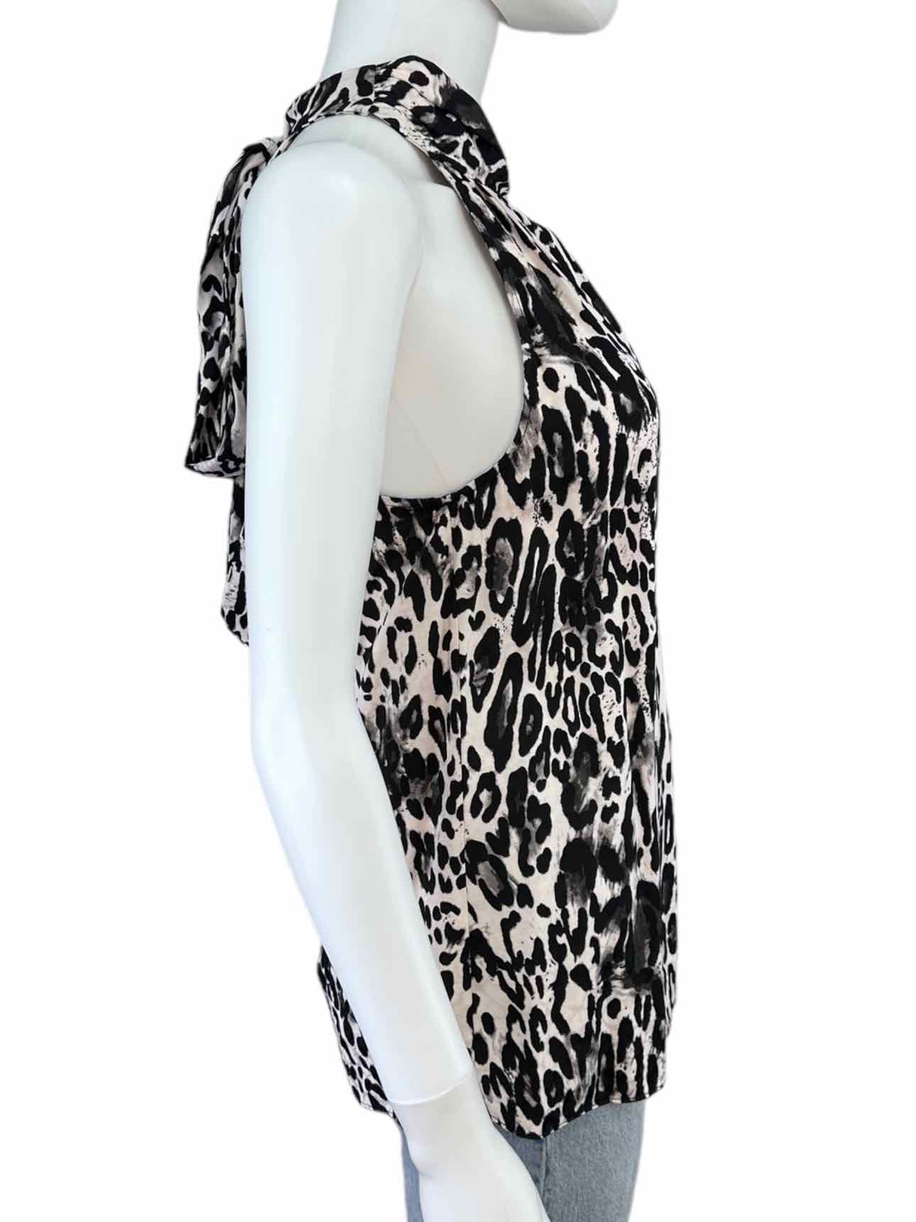 MILLY Black Leopard Print Halter Top Size S