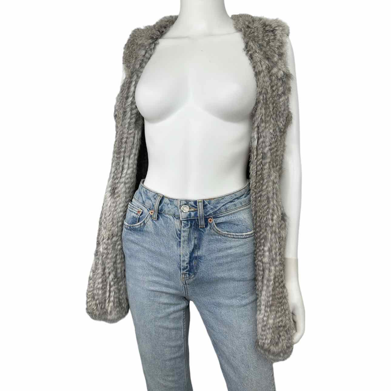 ecru Gray 100% Rabbit Fur Vest Size M