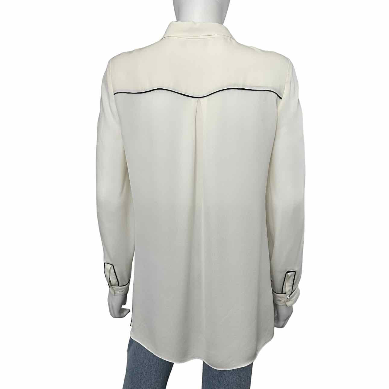 ELIE TAHARI Cream 100% Silk Button Down, back
