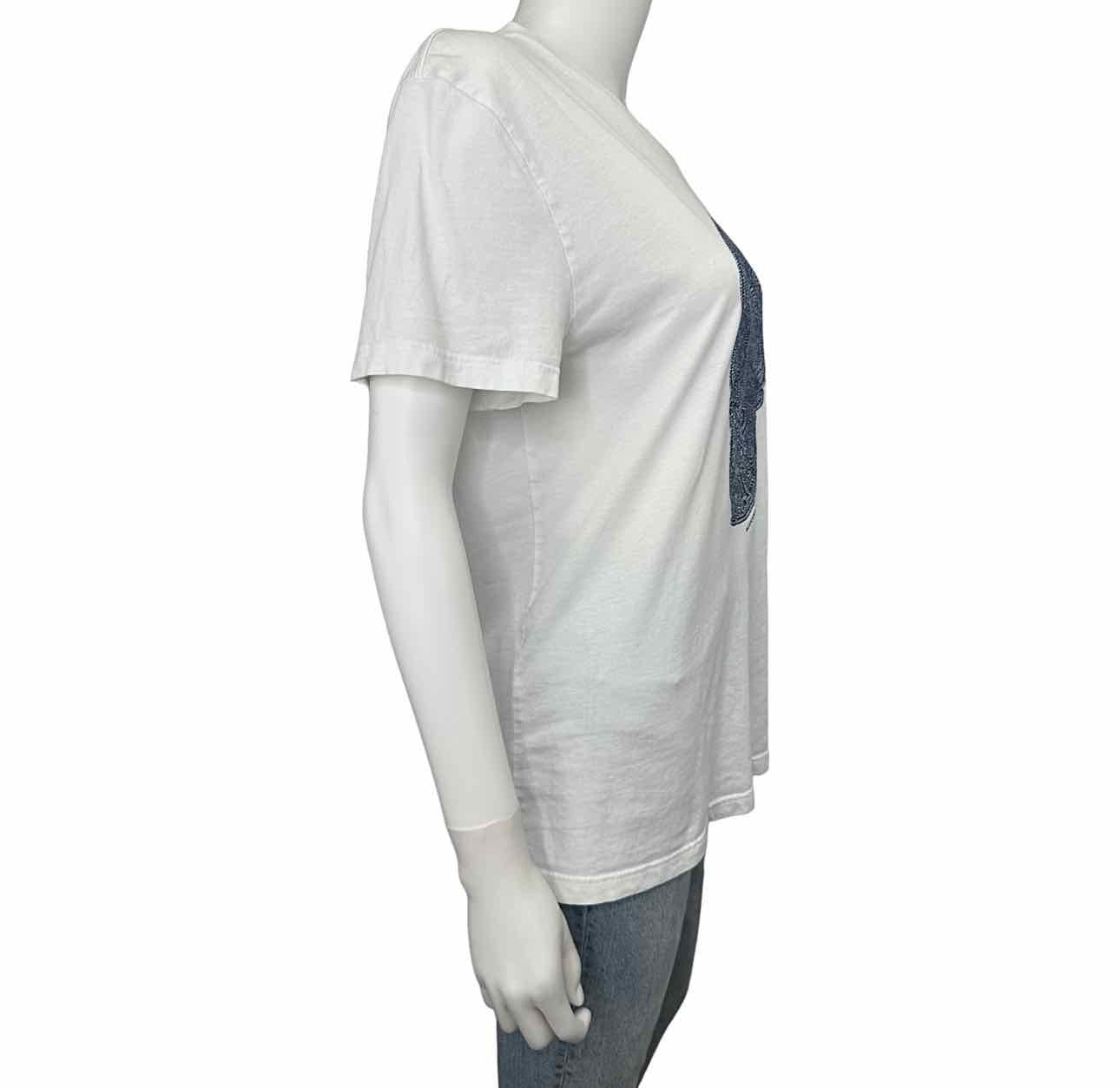 Alexander McQueen Blue Embroidered Skull Tee, right side