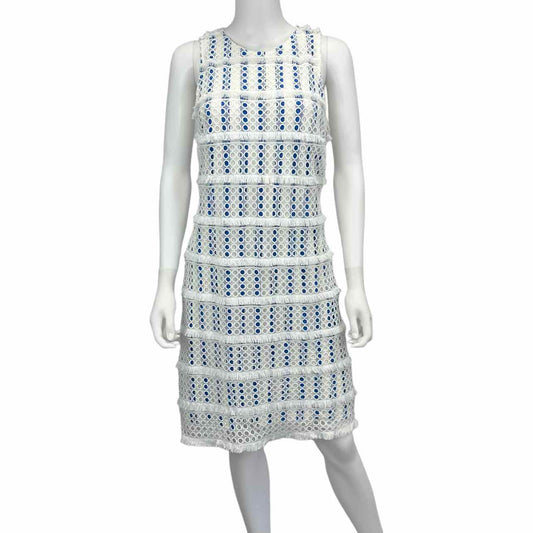 Vince Camuto White & Blue Striped Crochet Dress Size 10