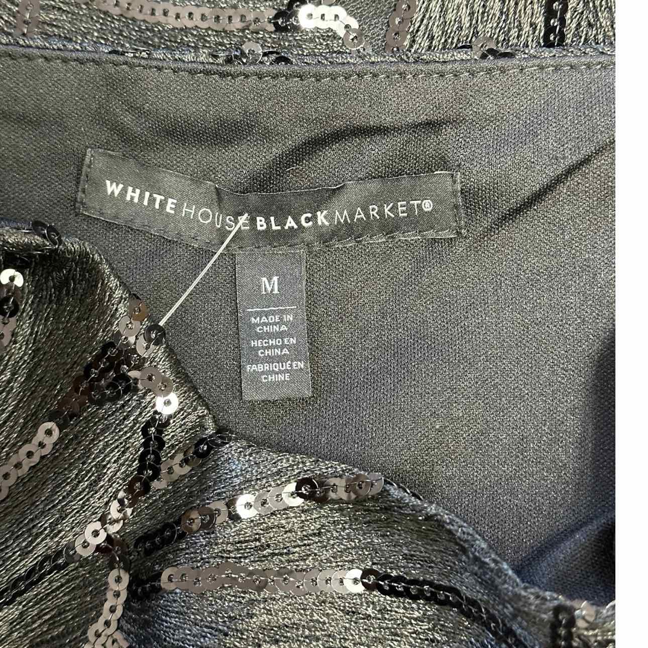White House Black Market Black Sequin Shell Size M