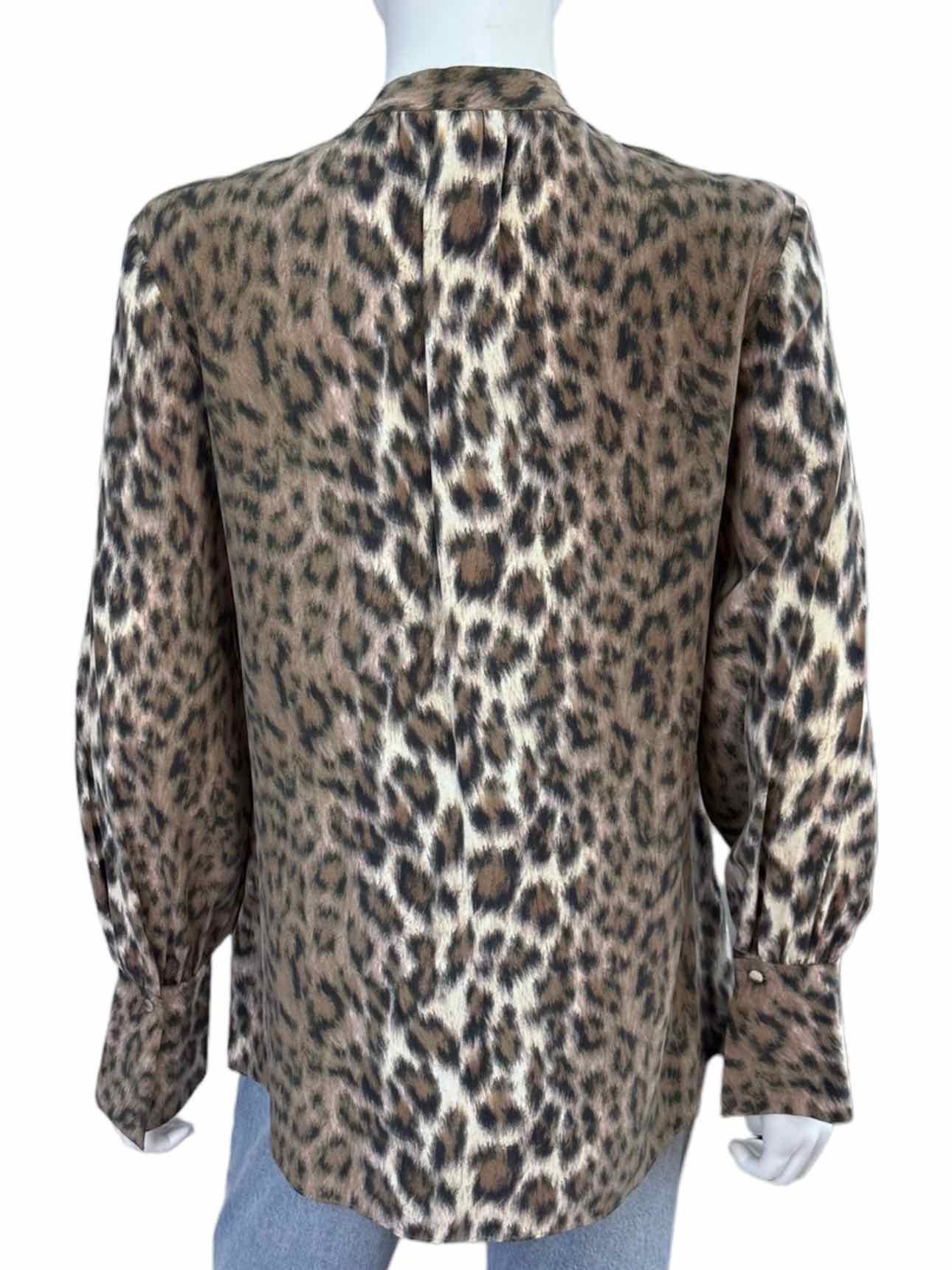 joie Brown 100% Silk Leopard Print Button-down Size S