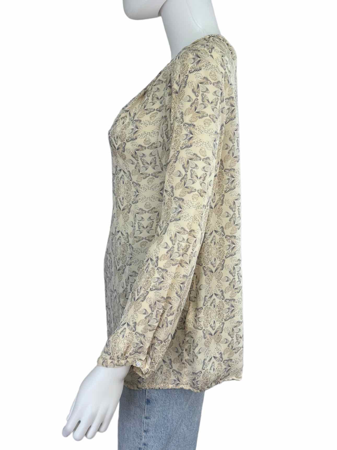 joie Size Cream 100% Silk Butterfly Print Top Size S
