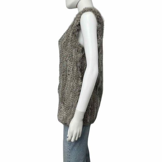 ecru Gray 100% Rabbit Fur Vest Size M