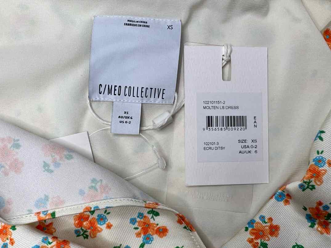 C/MEO Collective NWT Ecru Ditsy Print MOLTEN Dress Size XS