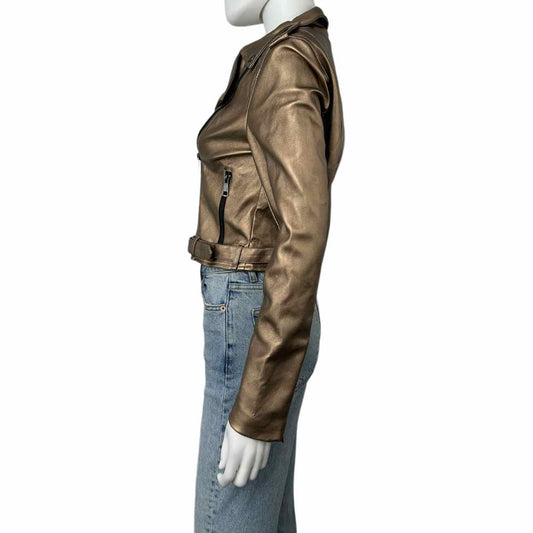 ROMEO & JULIET Bronze Vegan Leather Moto Jacket Size M