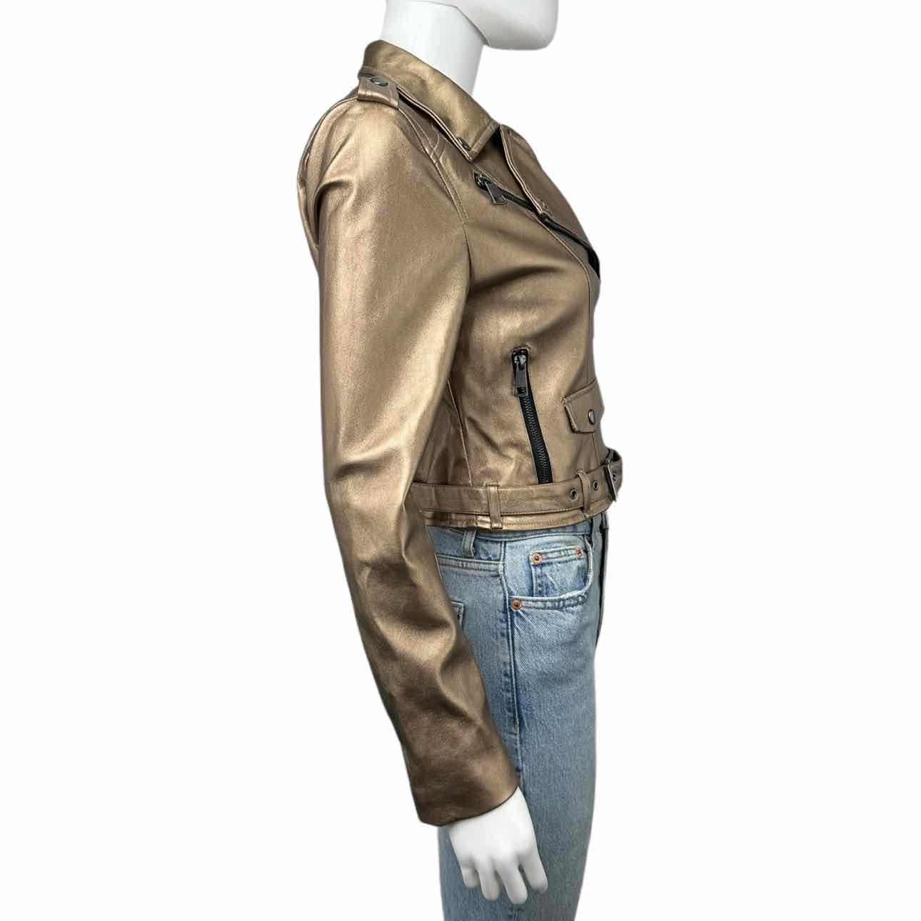 ROMEO & JULIET Bronze Vegan Leather Moto Jacket Size M