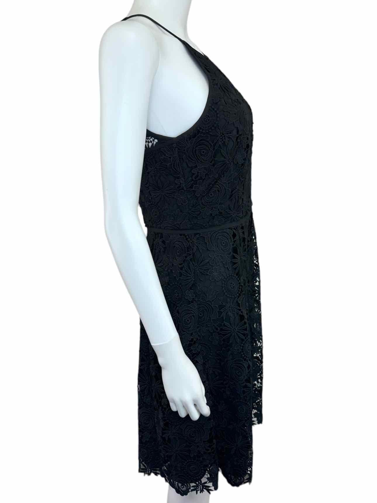 White House Black Market Black Crochet Halter Dress Size 4
