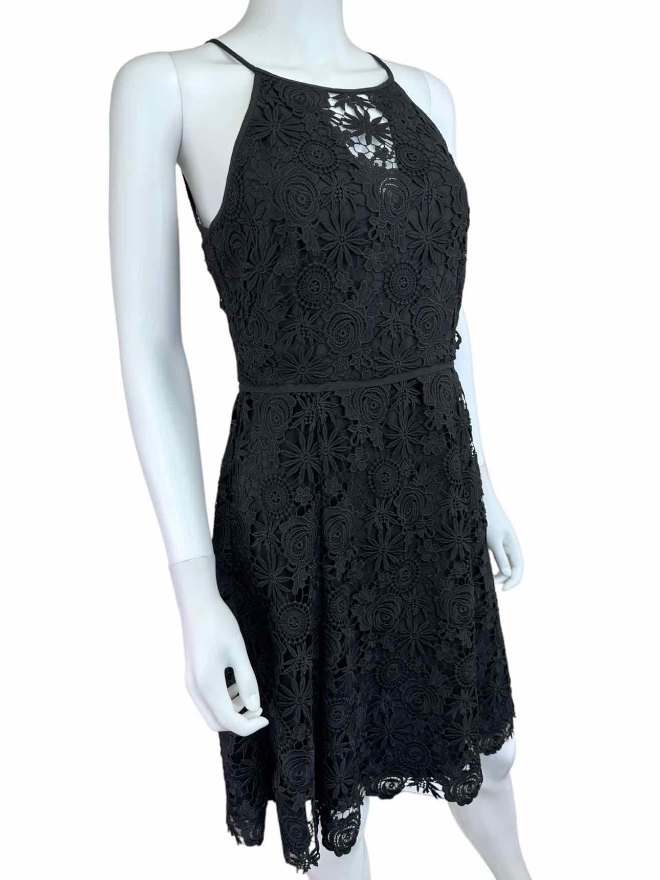 White House Black Market Black Crochet Halter Dress Size 4