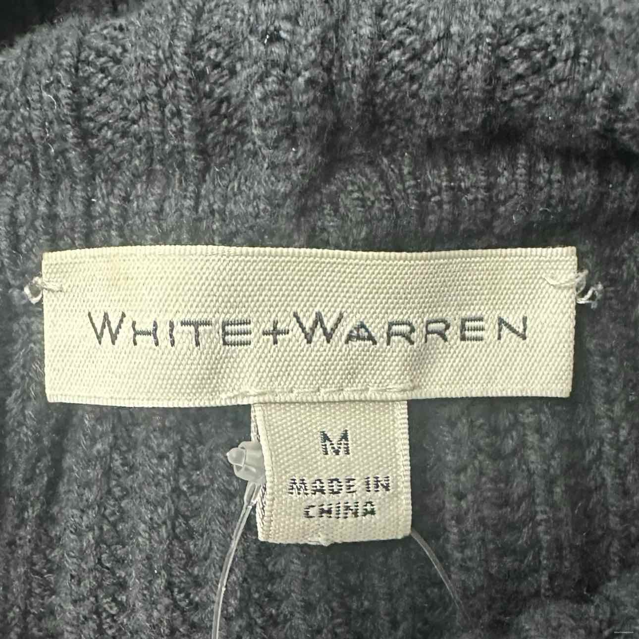 WHITE + WARREN Black Cotton Turtleneck Sweater Size M